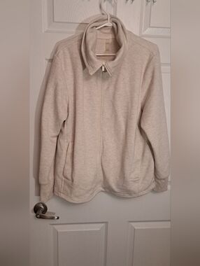 Neutral Zip Front Jacket - Cream Women Soft Cozy